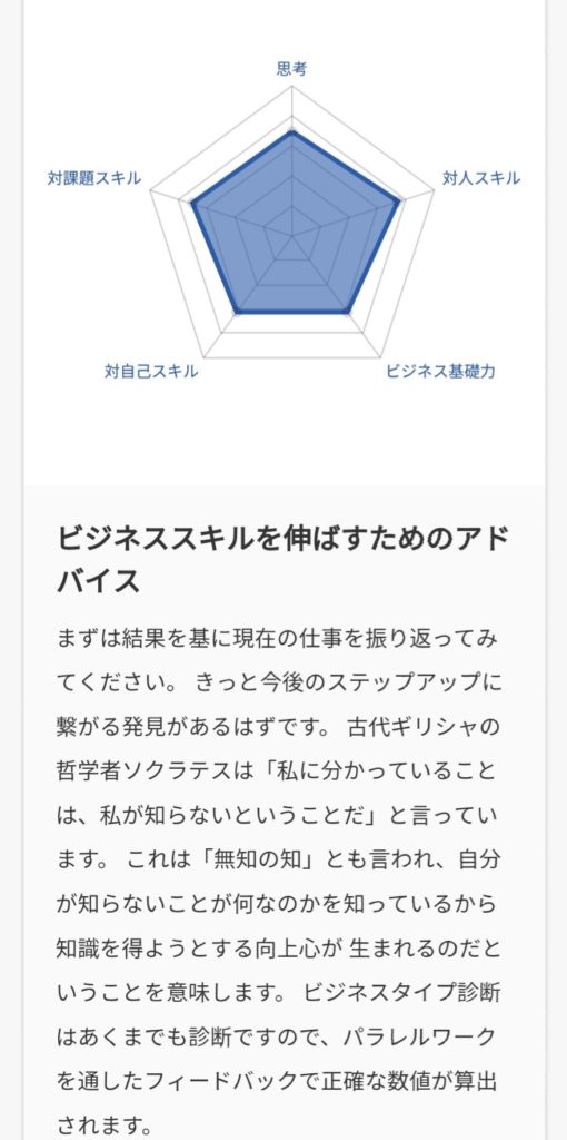 KAIKOKUスキル診断結果ビジネススキル